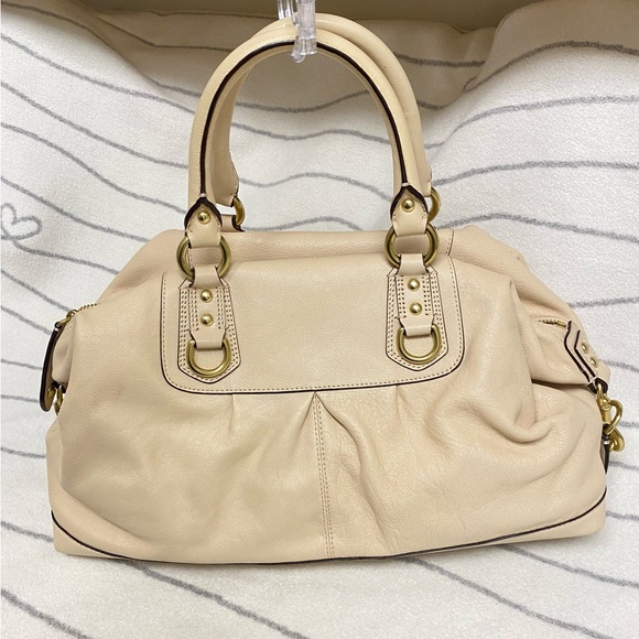 Coach Ashley Cream Leather Satchel - Picture 2 of 11